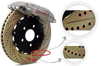 cross-drilled slotted brake rotor